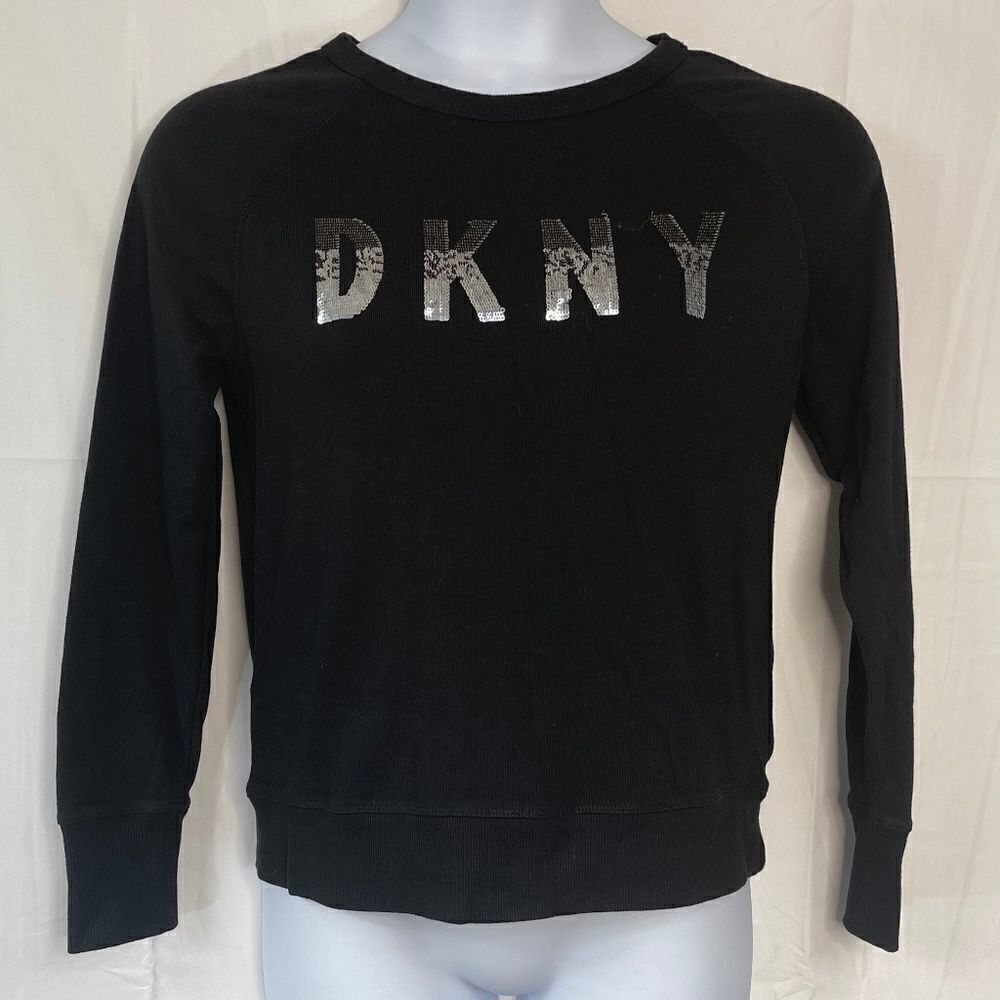 DKNY Womens Logo Crew Neck Long Sleeve Sweater